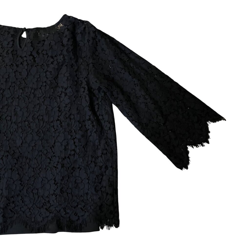Rafaella Blouse Womens L Used Black Floral Lace Attached Cami - Picture 3 of 16